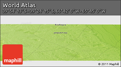 Physical Panoramic Map of the Area around 39° 39' 14" S, 66° 13' 29" W
