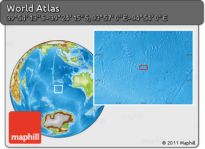 Physical Location Map of the Area around 39° 39' 14" S, 94° 25' 30" E