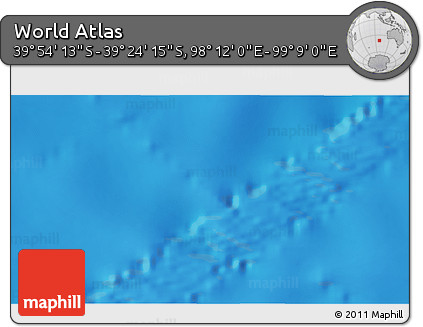 Physical 3D Map of the Area around 39° 39' 14" S, 98° 40' 30" E