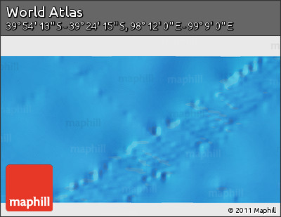 Physical 3D Map of the Area around 39° 39' 14" S, 98° 40' 30" E