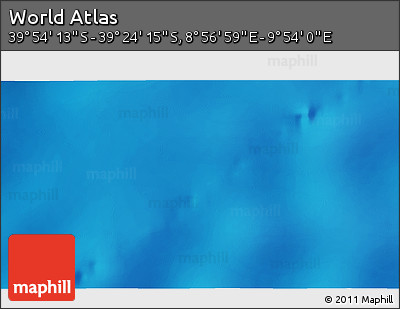 Physical 3D Map of the Area around 39° 39' 14" S, 9° 25' 30" E