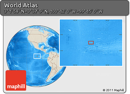 Shaded Relief Location Map of the Area around 3° 19' 33" N, 100° 13' 29" W