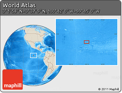 Shaded Relief Location Map of the Area around 3° 19' 33" N, 100° 13' 29" W