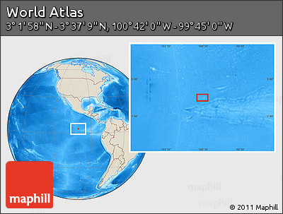 Shaded Relief Location Map of the Area around 3° 19' 33" N, 100° 13' 29" W
