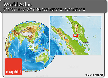 Physical Location Map of the Area around 3° 19' 33" N, 101° 13' 29" E