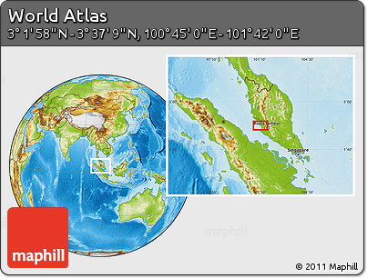 Physical Location Map of the Area around 3° 19' 33" N, 101° 13' 29" E