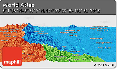 Political Panoramic Map of the Area around 3° 19' 33" N, 102° 4' 29" E