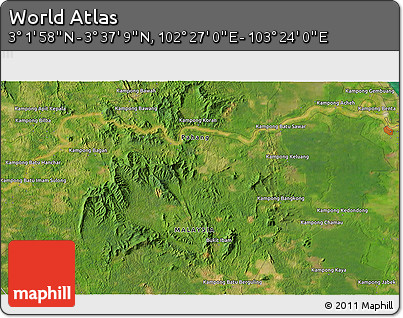 Satellite 3D Map of the Area around 3° 19' 33" N, 102° 55' 30" E