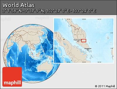 Shaded Relief Location Map of the Area around 3° 19' 33" N, 102° 55' 30" E