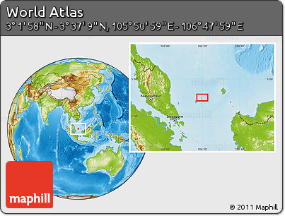 Physical Location Map of the Area around 3° 19' 33" N, 106° 19' 29" E