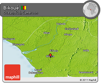 Physical Panoramic Map of Bikoué
