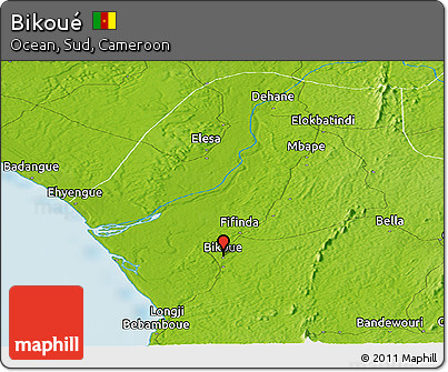 Physical Panoramic Map of Bikoué