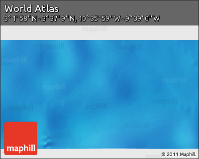 Physical 3D Map of the Area around 3° 19' 33" N, 10° 7' 30" W