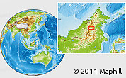 Physical Location Map of the area around 3° 19' 33" N, 115° 40' 30" E