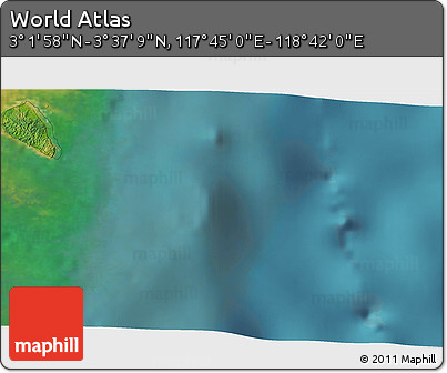 Satellite 3D Map of the Area around 3° 19' 33" N, 118° 13' 29" E