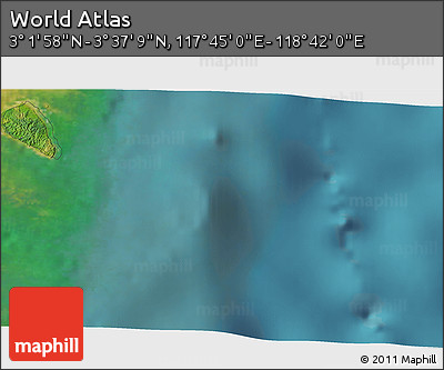 Satellite 3D Map of the Area around 3° 19' 33" N, 118° 13' 29" E