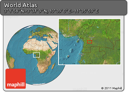 Satellite Location Map of the Area around 3° 19' 33" N, 11° 7' 30" E
