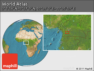Satellite Location Map of the Area around 3° 19' 33" N, 11° 7' 30" E