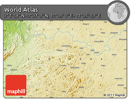 Physical Map of the Area around 3° 19' 33" N, 11° 7' 30" E