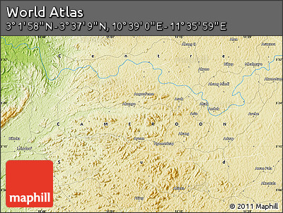 Physical Map of the Area around 3° 19' 33" N, 11° 7' 30" E