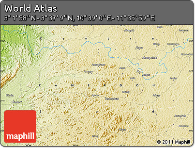 Physical Map of the Area around 3° 19' 33" N, 11° 7' 30" E