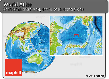 Physical Location Map of the Area around 3° 19' 33" N, 122° 28' 29" E
