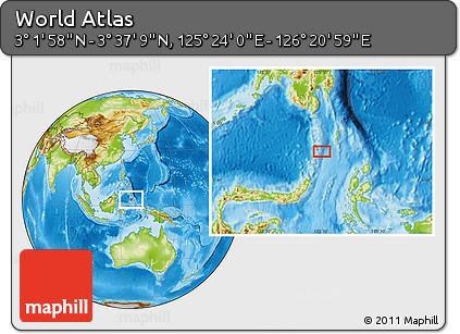 Physical Location Map of the Area around 3° 19' 33" N, 125° 52' 30" E