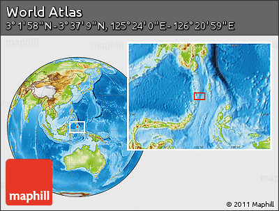 Physical Location Map of the Area around 3° 19' 33" N, 125° 52' 30" E