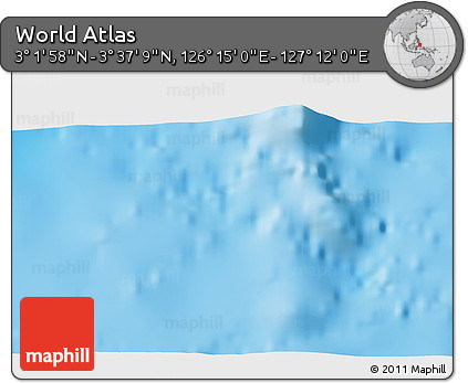 Physical 3D Map of the Area around 3° 19' 33" N, 126° 43' 29" E