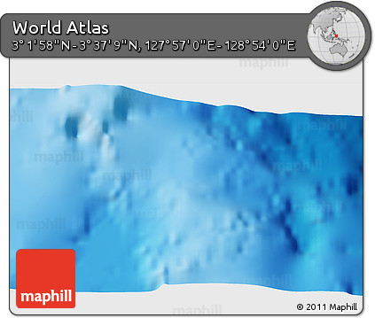 Shaded Relief 3D Map of the Area around 3° 19' 33" N, 128° 25' 30" E