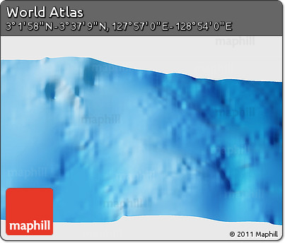 Shaded Relief 3D Map of the Area around 3° 19' 33" N, 128° 25' 30" E