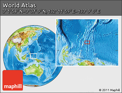 Physical Location Map of the Area around 3° 19' 33" N, 132° 40' 30" E