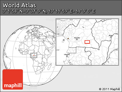 Blank Location Map of the Area around 3° 19' 33" N, 13° 40' 30" E