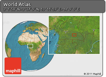 Satellite Location Map of the Area around 3° 19' 33" N, 13° 40' 30" E