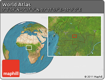Satellite Location Map of the Area around 3° 19' 33" N, 13° 40' 30" E