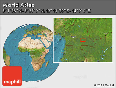 Satellite Location Map of the Area around 3° 19' 33" N, 13° 40' 30" E