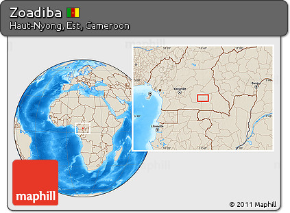 Shaded Relief Location Map of Zoadiba