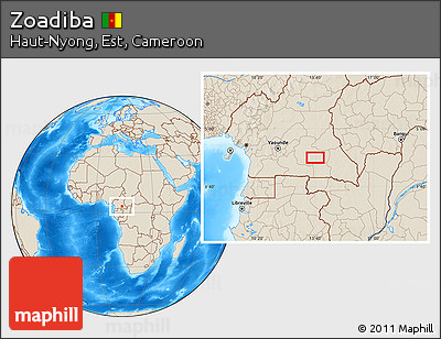 Shaded Relief Location Map of Zoadiba