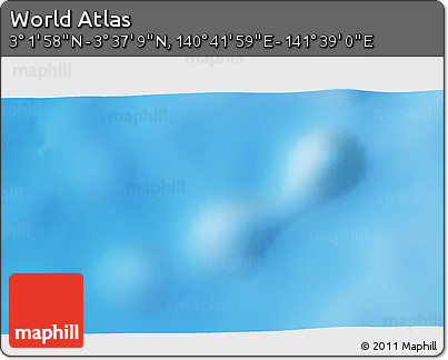 Shaded Relief 3D Map of the Area around 3° 19' 33" N, 141° 10' 30" E