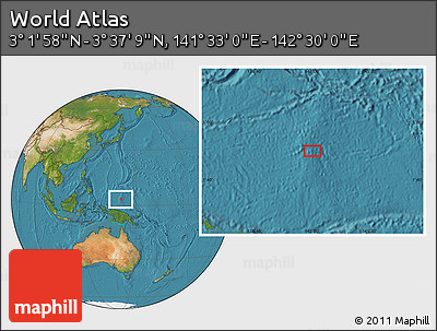 Satellite Location Map of the Area around 3° 19' 33" N, 142° 1' 30" E