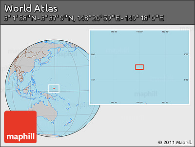 Gray Location Map of the Area around 3° 19' 33" N, 148° 49' 29" E