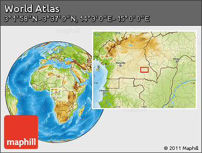 Physical Location Map of the Area around 3° 19' 33" N, 14° 31' 30" E