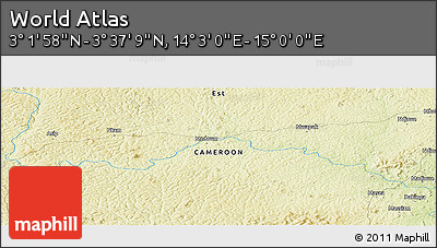 Physical Panoramic Map of the Area around 3° 19' 33" N, 14° 31' 30" E