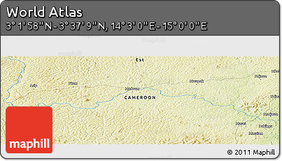 Physical Panoramic Map of the Area around 3° 19' 33" N, 14° 31' 30" E