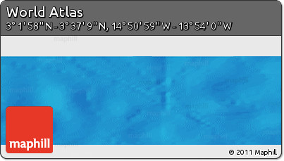 Shaded Relief Panoramic Map of the Area around 3° 19' 33" N, 14° 22' 30" W