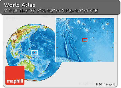 Physical Location Map of the Area around 3° 19' 33" N, 153° 4' 29" E