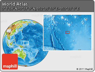 Physical Location Map of the Area around 3° 19' 33" N, 153° 4' 29" E