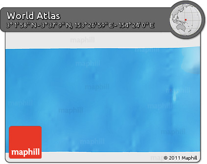 Physical 3D Map of the Area around 3° 19' 33" N, 153° 55' 30" E