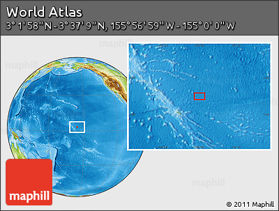 Physical Location Map of the Area around 3° 19' 33" N, 155° 28' 29" W