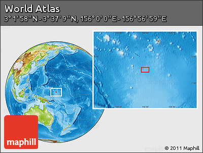 Physical Location Map of the Area around 3° 19' 33" N, 156° 28' 29" E